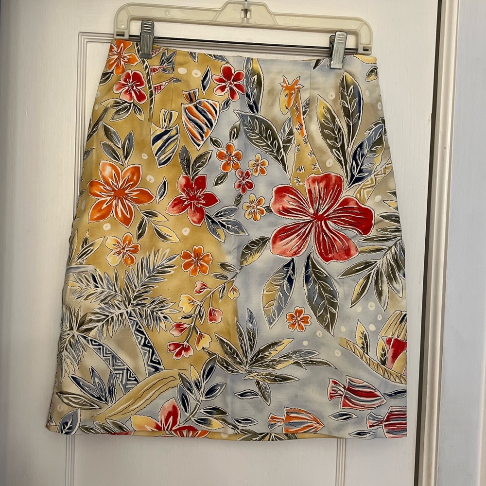 Talbots batik style floral skirt